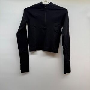 DSG Womens XS Momentum Seamless‎ 1/4 Zip Pullover Top Activewear Black